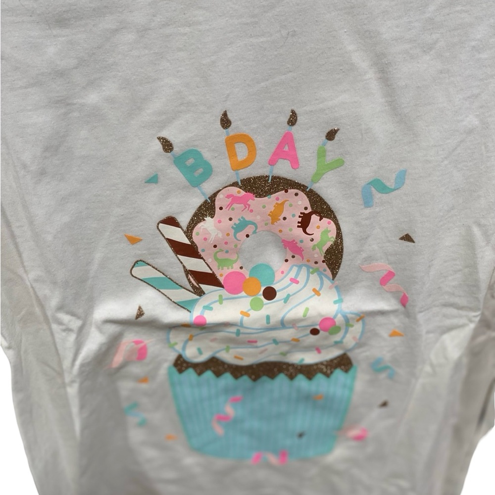 Cat & Jack White BDAY Cupcake Long Sleeve Tee - Picture 2 of 3